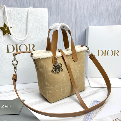 Dior Small Toujours Vertical Shearling Handbag