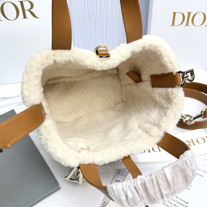 Dior Small Toujours Vertical Shearling Handbag