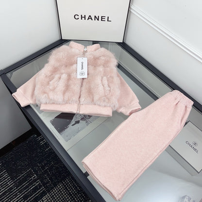 Chanel Kids' Fur Coat Two-Piece Set – Autumn/Winter Collection