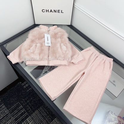 Chanel Kids' Fur Coat Two-Piece Set – Autumn/Winter Collection