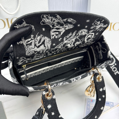 Dior Lady Dior 5-Grid Hand-Embroidered Handbag