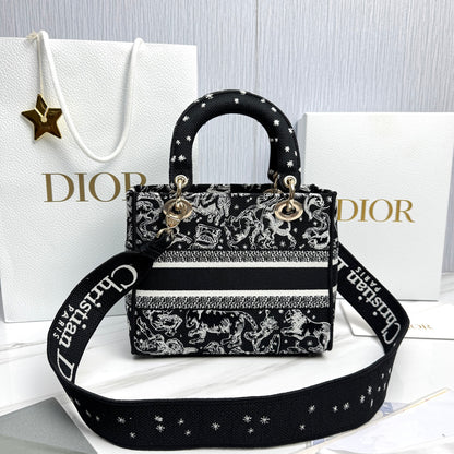 Dior Lady Dior 5-Grid Hand-Embroidered Handbag