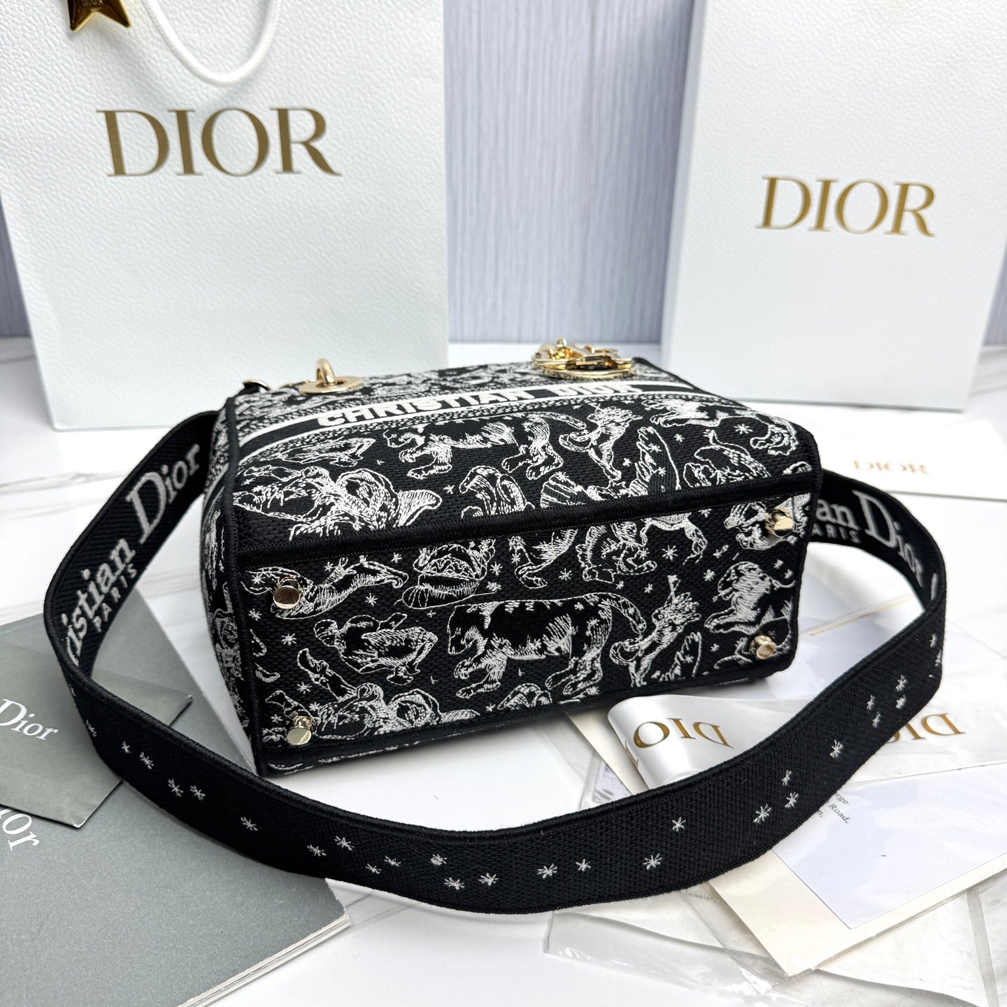 Dior Lady Dior 5-Grid Hand-Embroidered Handbag