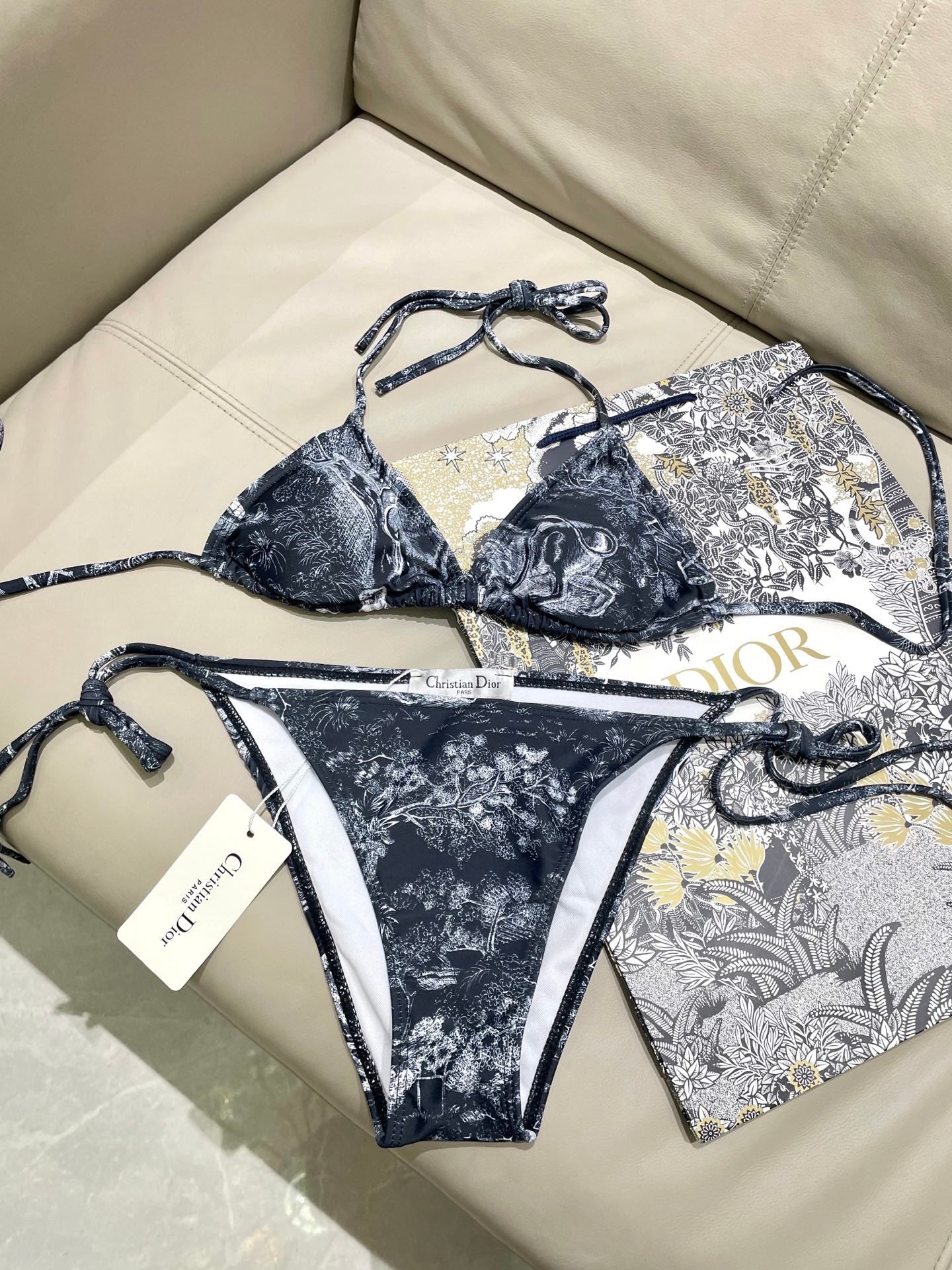 Dior New Collection Animal Print Three-Piece Swimwear Set