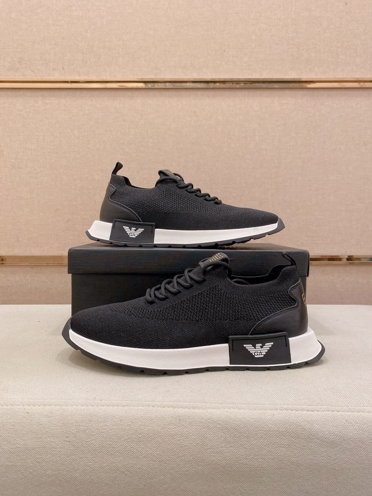 Armani Official Synchronized Knit Sneakers