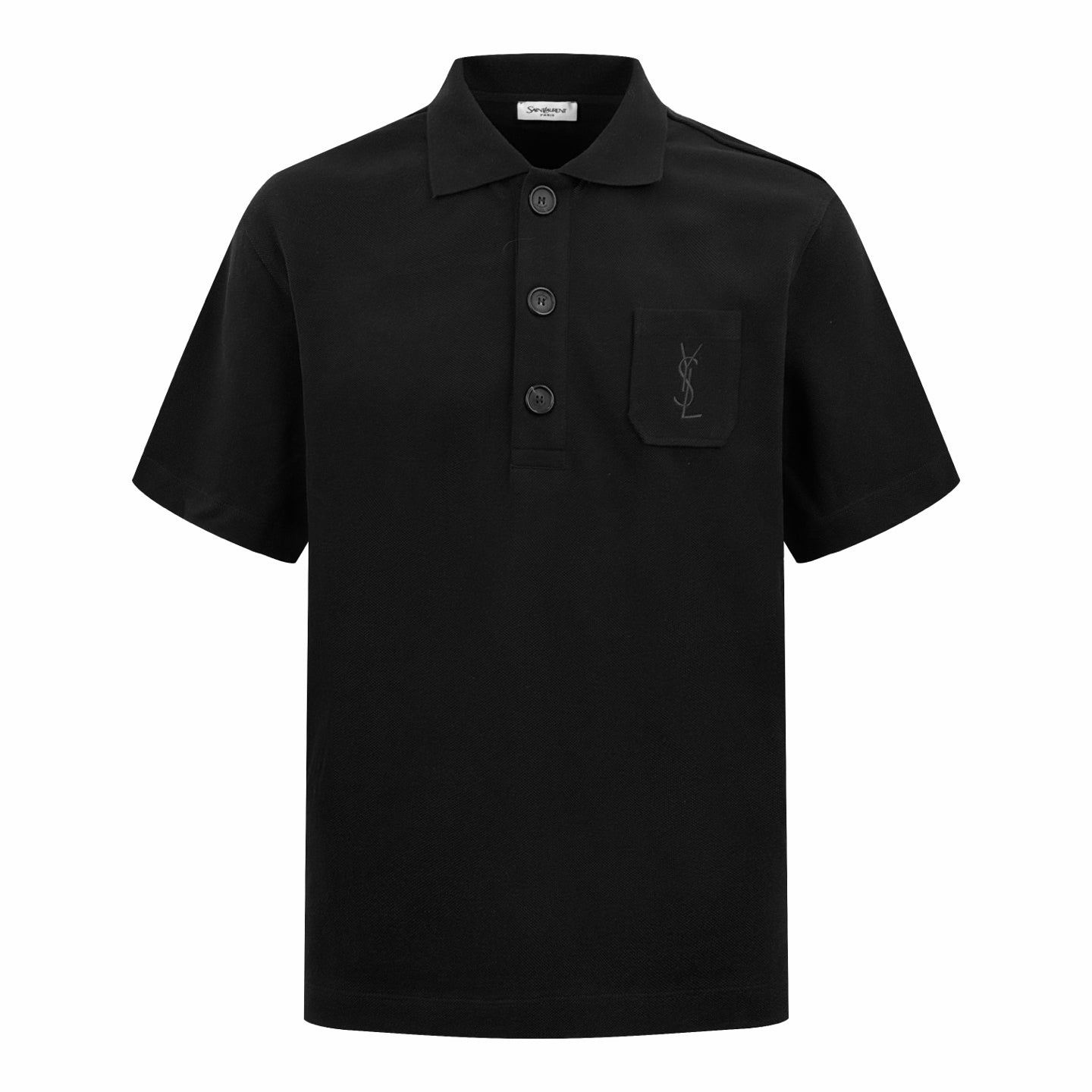 Saint Laurent Logo Embroidered Pique Polo Shirt