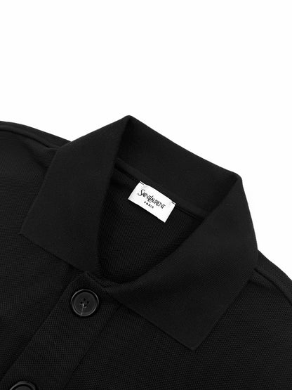 Saint Laurent Logo Embroidered Pique Polo Shirt