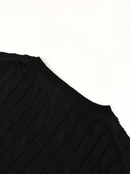 Ralph Lauren Cable-Knit Short-Sleeve Sweater