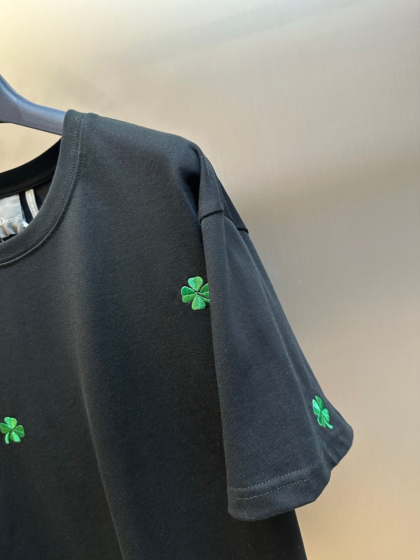 Dior Clover Embroidery Short-Sleeve T-Shirt