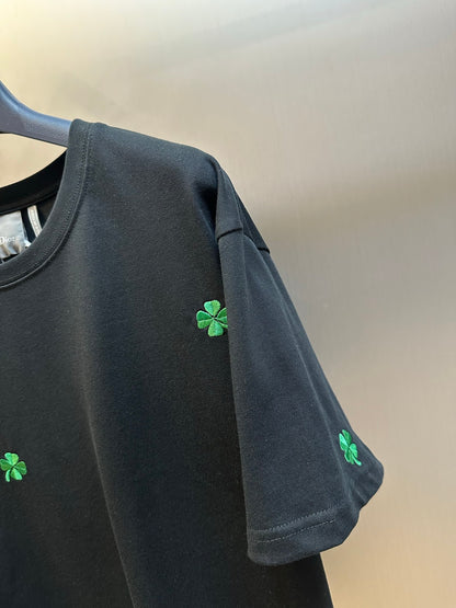 Dior Clover Embroidery Short-Sleeve T-Shirt