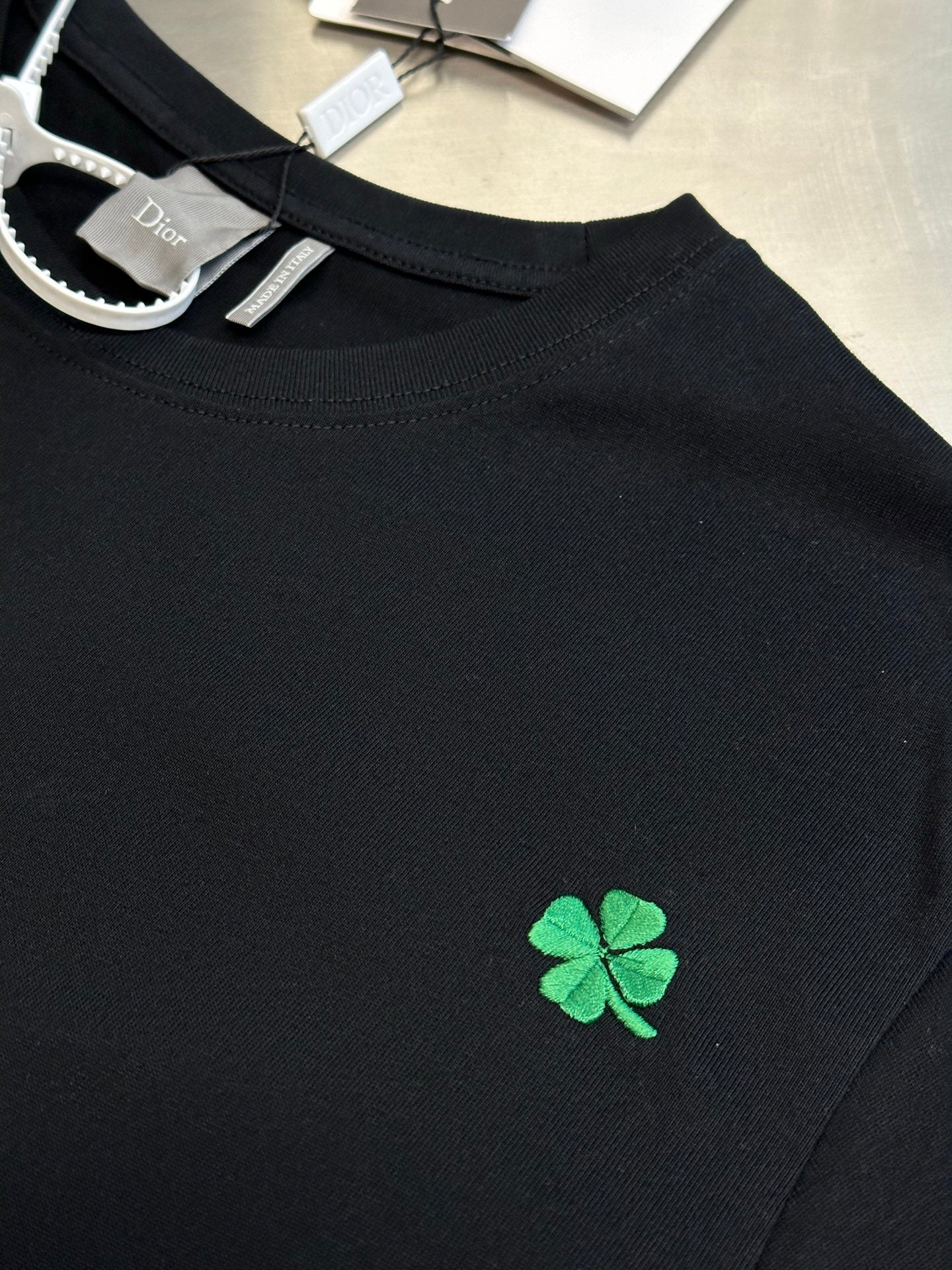 Dior Clover Embroidery Short-Sleeve T-Shirt