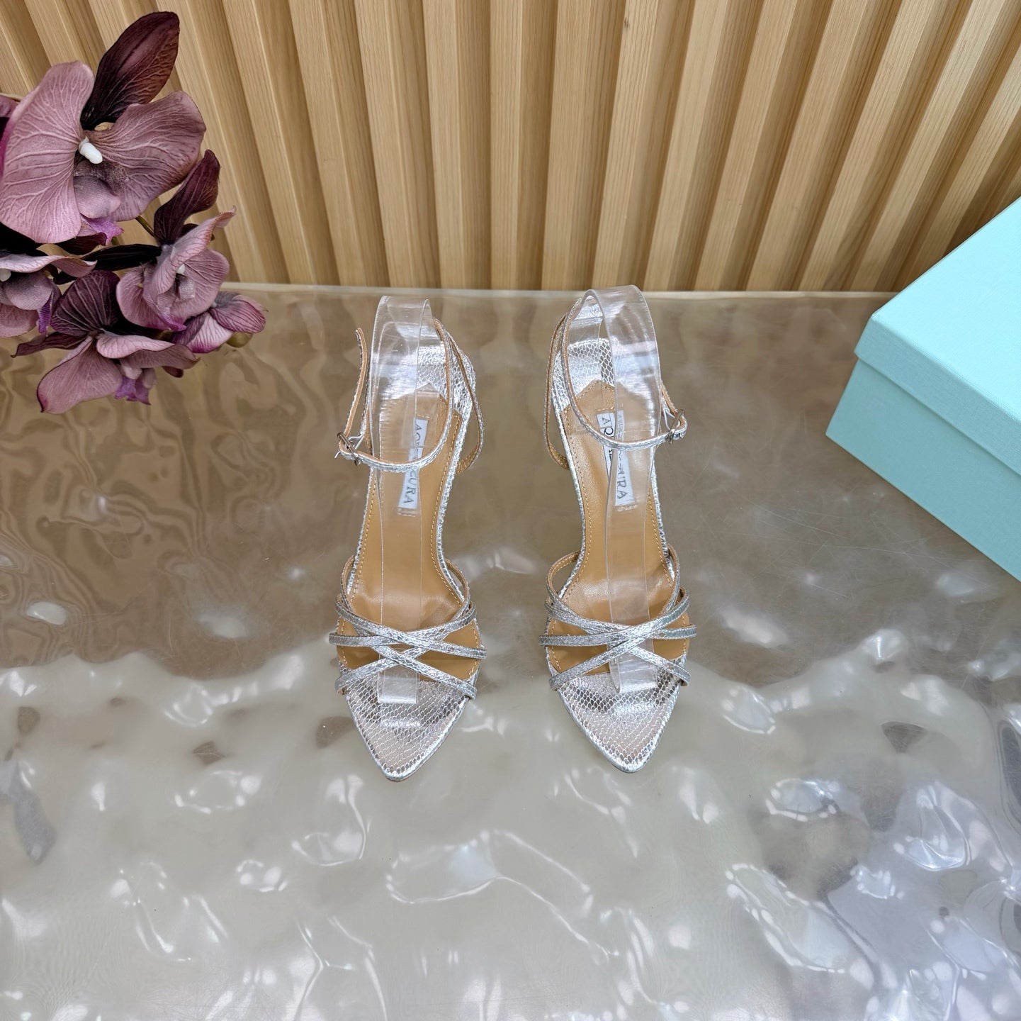 Aquazzura Rhinestone Strap Heeled Sandals – Spring/Summer 2026 Collection