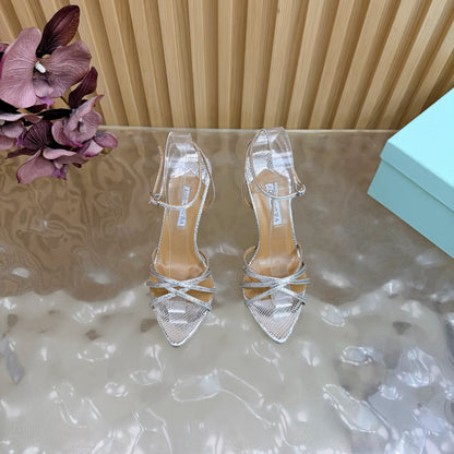Aquazzura Rhinestone Strap Heeled Sandals – Spring/Summer 2026 Collection
