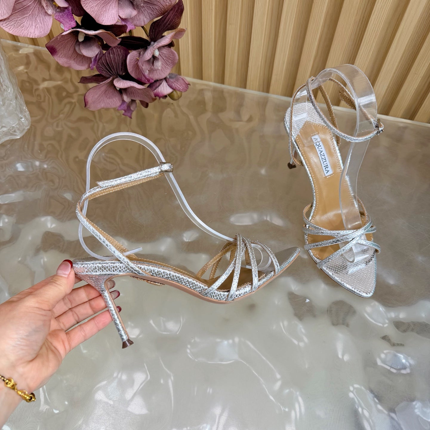 Aquazzura Rhinestone Strap Heeled Sandals – Spring/Summer 2026 Collection