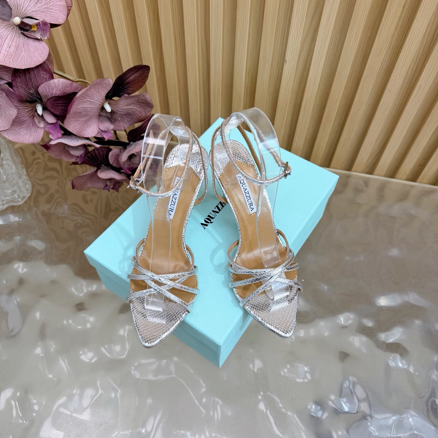 Aquazzura Rhinestone Strap Heeled Sandals – Spring/Summer 2026 Collection