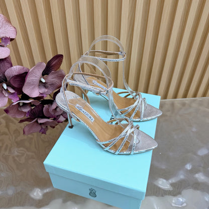 Aquazzura Rhinestone Strap Heeled Sandals – Spring/Summer 2026 Collection