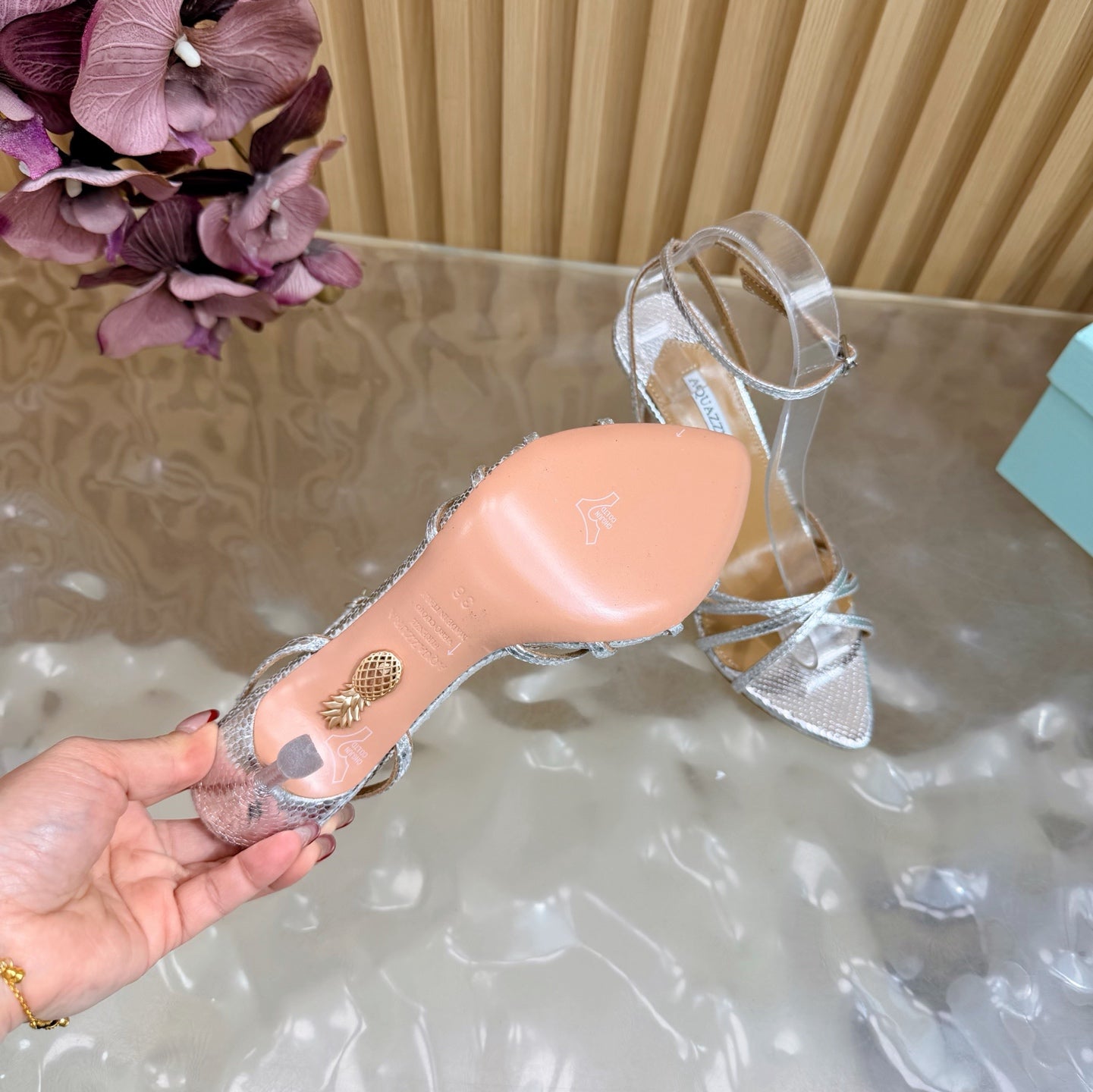 Aquazzura Rhinestone Strap Heeled Sandals – Spring/Summer 2026 Collection