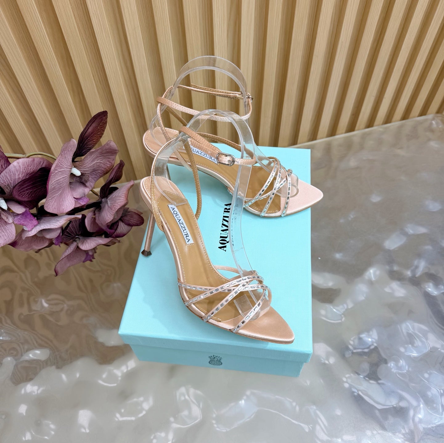 Aquazzura Rhinestone Strap Heeled Sandals – Spring/Summer Collection – 2026SS
