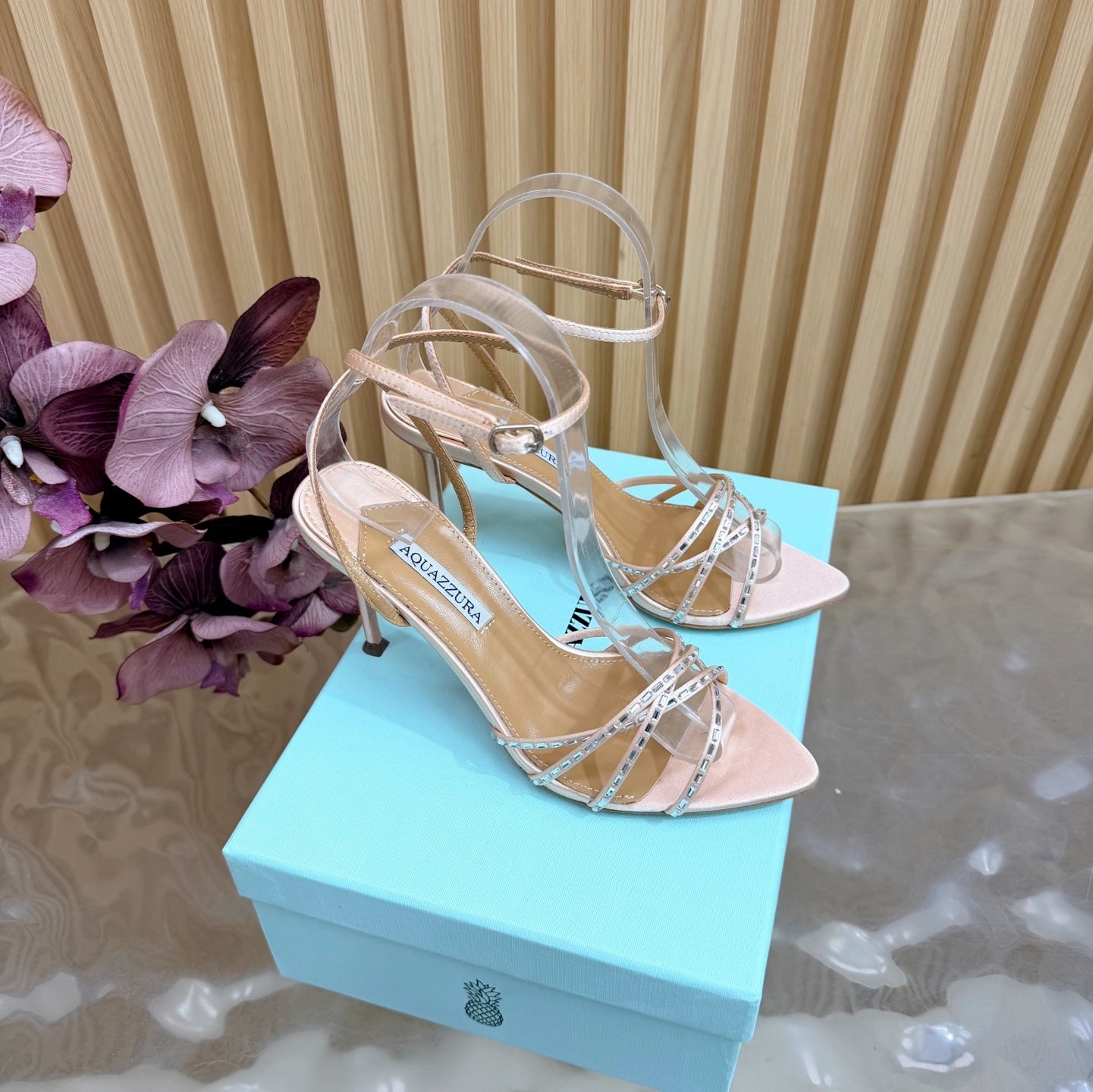 Aquazzura Rhinestone Strap Heeled Sandals – Spring/Summer Collection – 2026SS