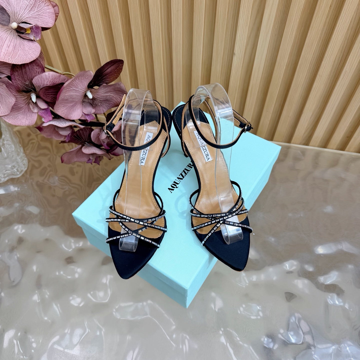 Aquazzura Rhinestone Strap Heeled Sandals – Spring/Summer Collection – 2026SS