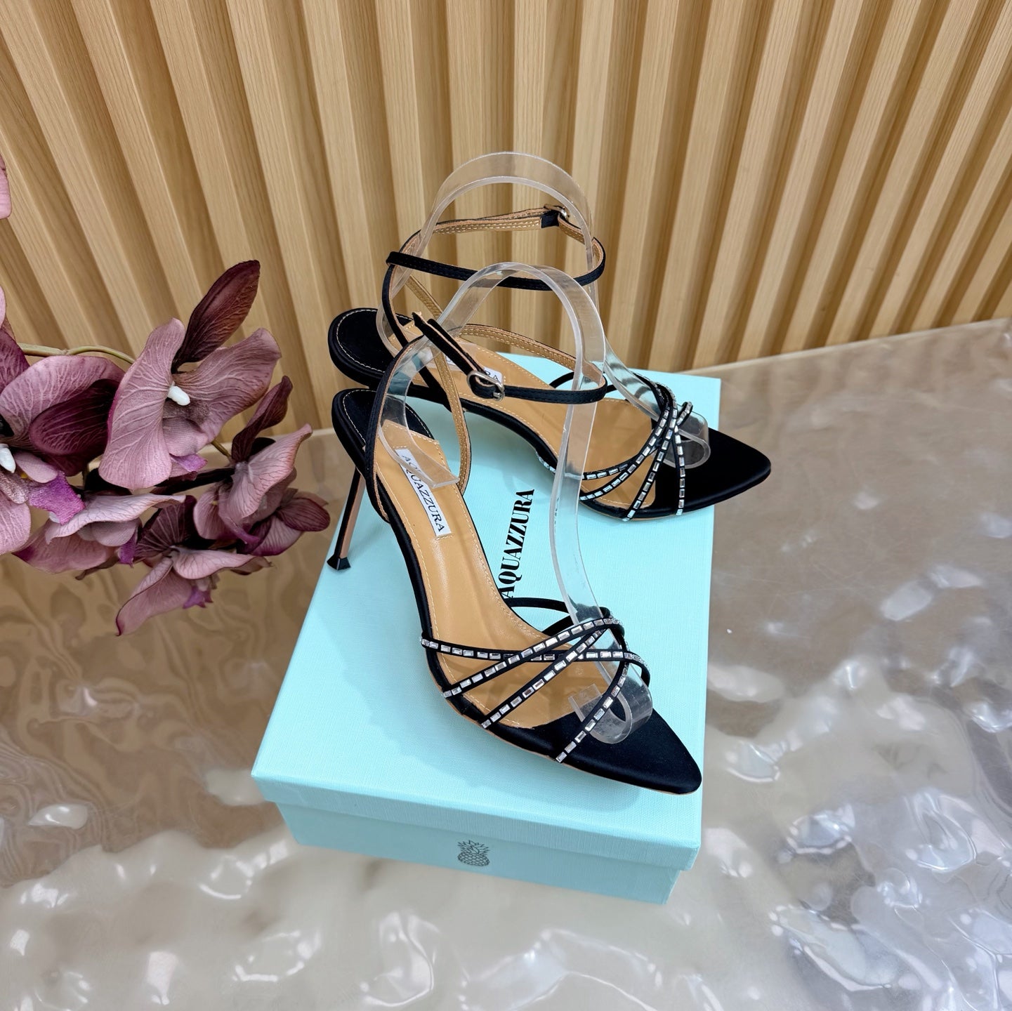 Aquazzura Rhinestone Strap Heeled Sandals – Spring/Summer Collection – 2026SS