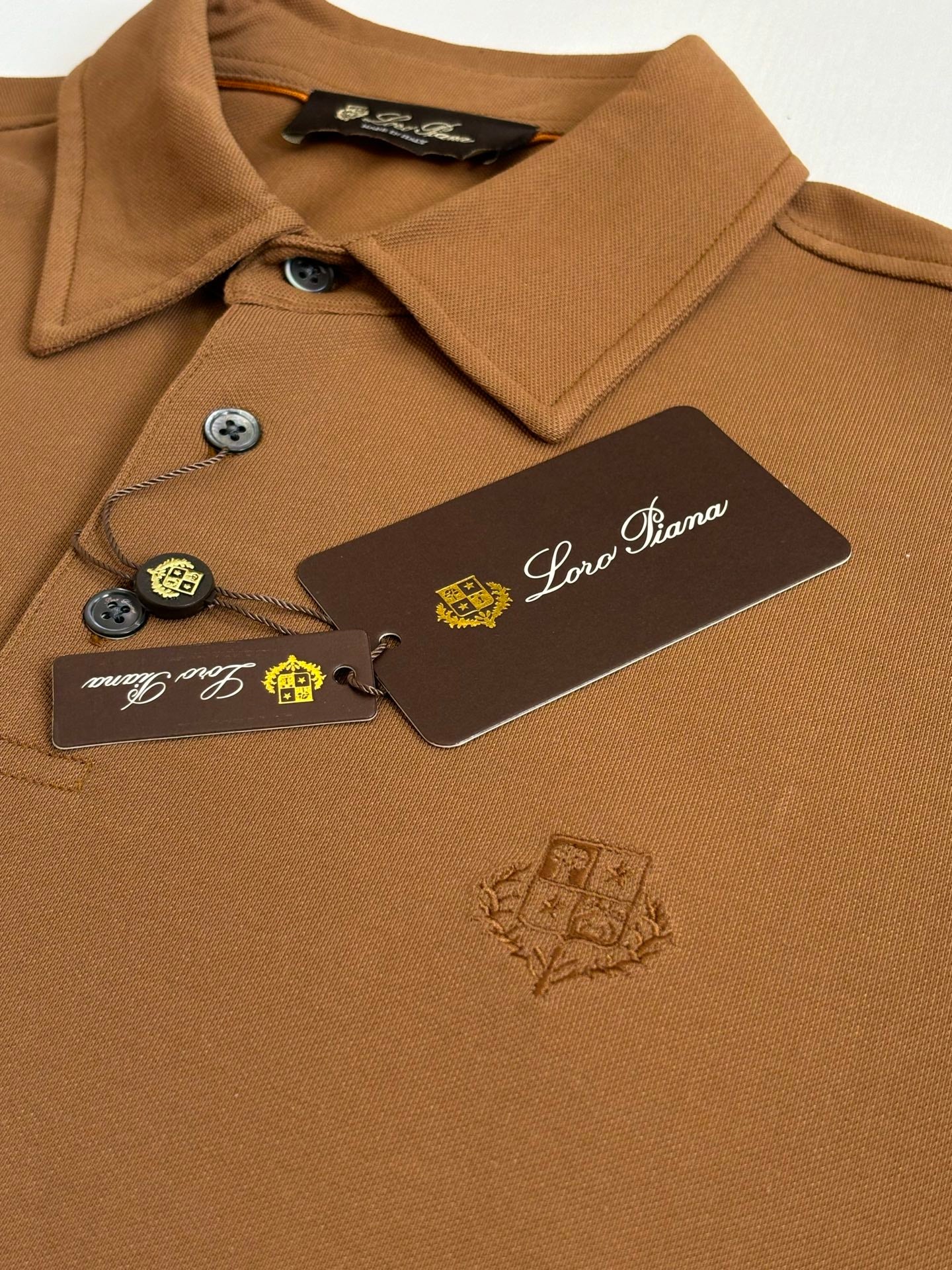 Loro Piana LP Logo Embroidered Pique Cotton Polo Shirt