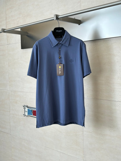 Loro Piana LP Logo Embroidered Pique Cotton Polo Shirt