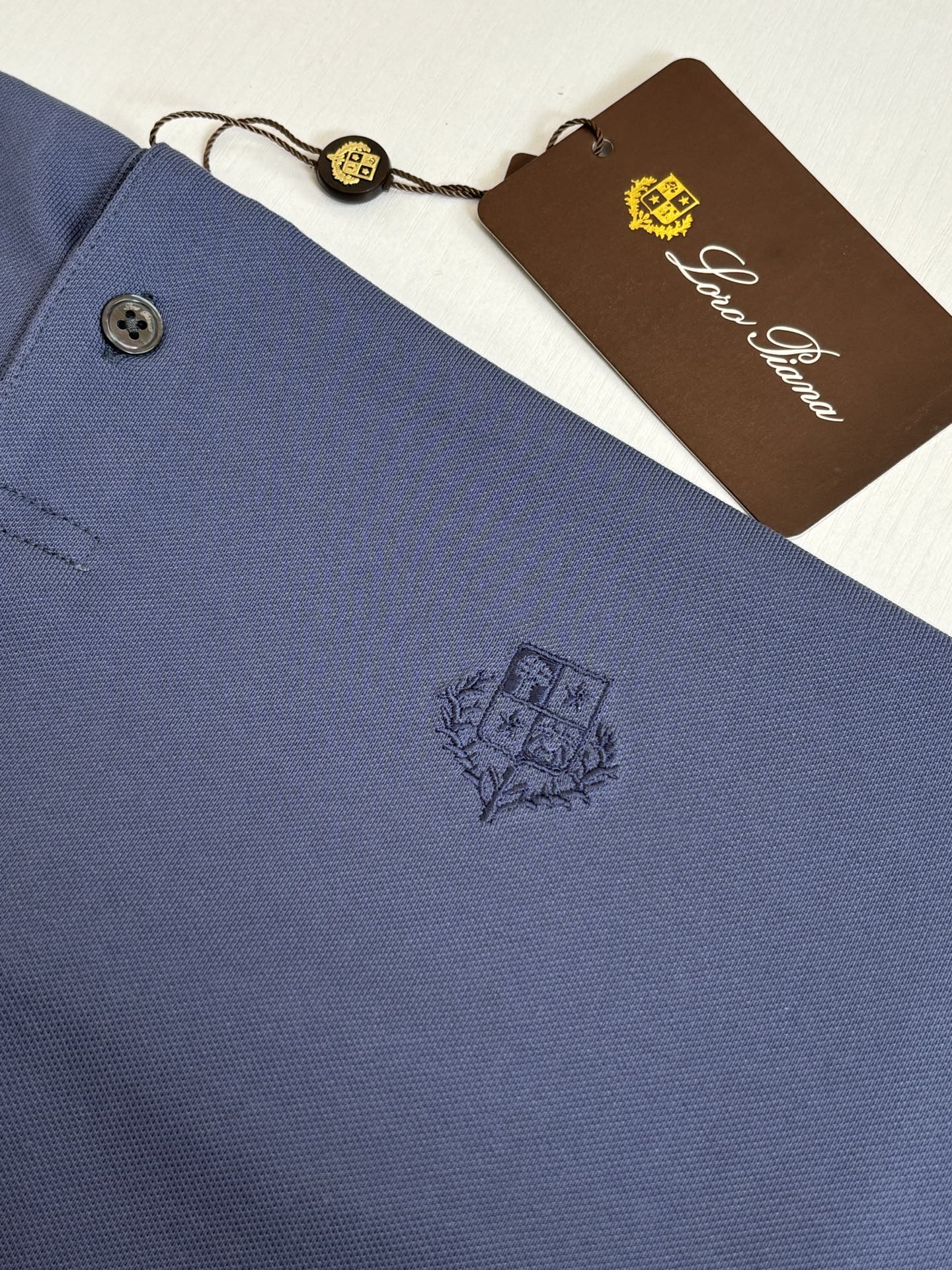 Loro Piana LP Logo Embroidered Pique Cotton Polo Shirt