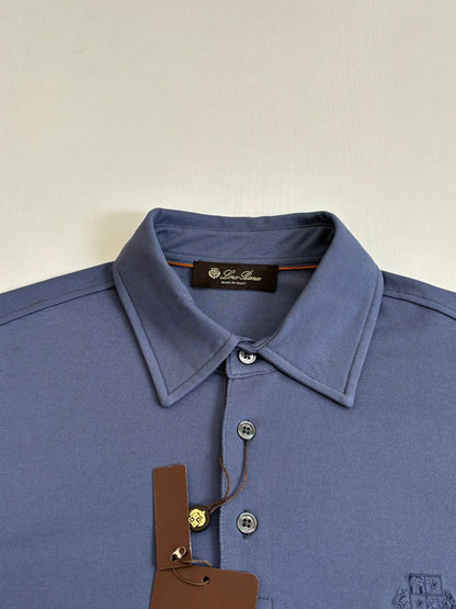 Loro Piana LP Logo Embroidered Pique Cotton Polo Shirt