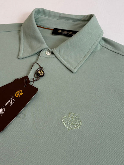 Loro Piana LP Logo Embroidered Pique Cotton Polo Shirt