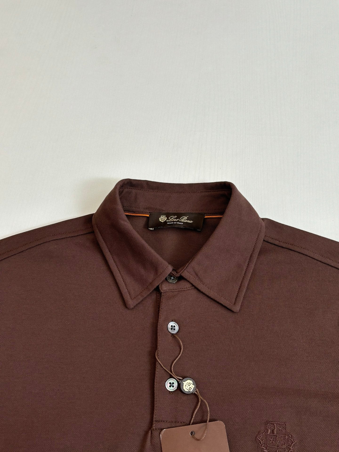 Loro Piana LP Logo Embroidered Pique Cotton Polo Shirt