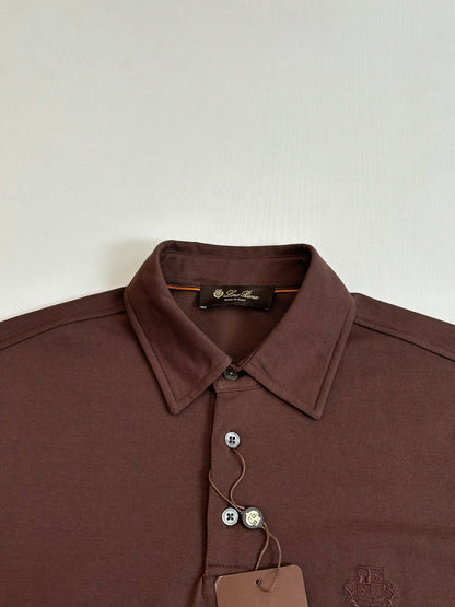 Loro Piana LP Logo Embroidered Pique Cotton Polo Shirt
