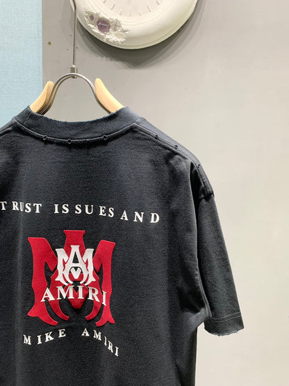 Amiri Washed Distressed Flocked Logo T-Shirt