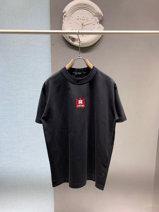 Amiri Washed Distressed Flocked Logo T-Shirt