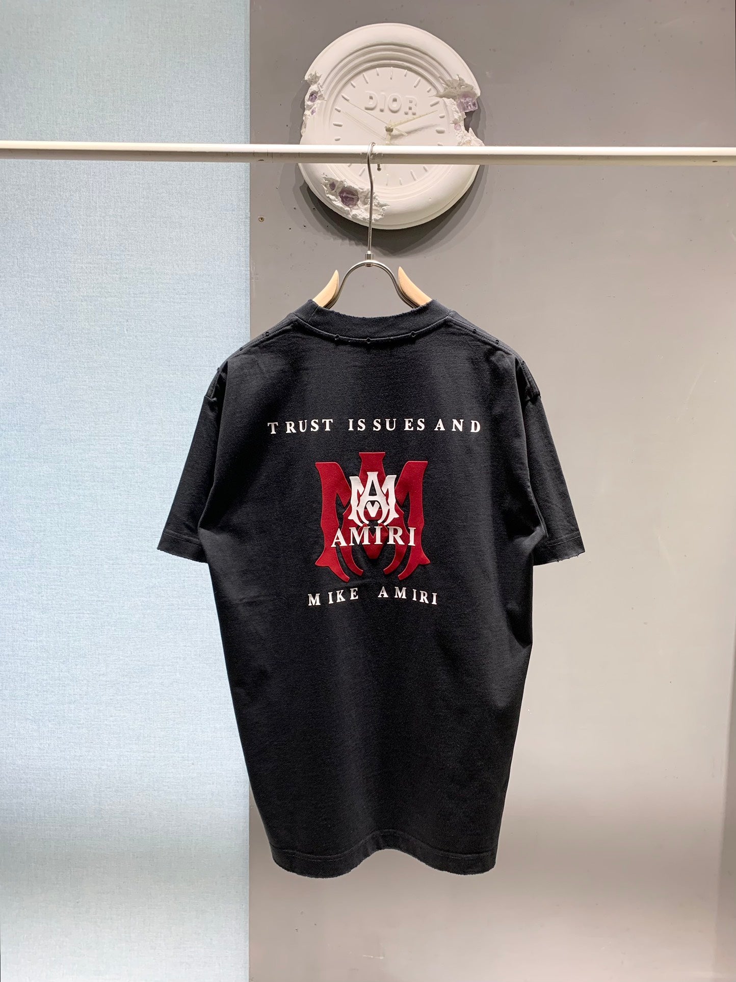 Amiri Washed Distressed Flocked Logo T-Shirt