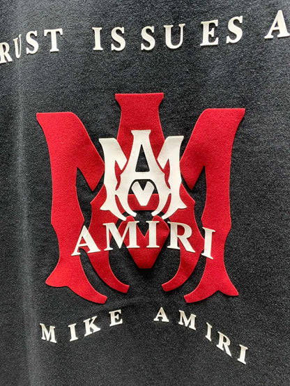 Amiri Washed Distressed Flocked Logo T-Shirt