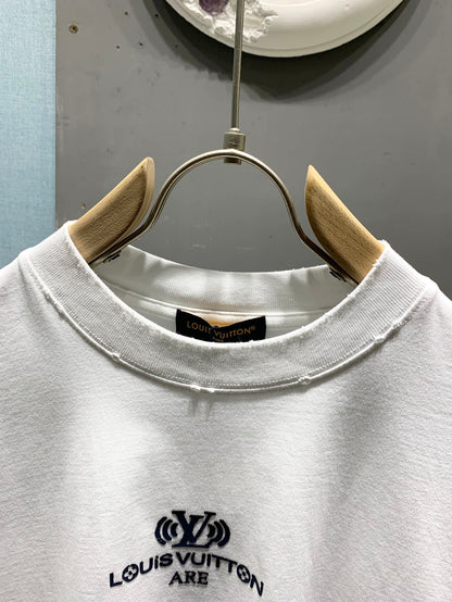 Louis Vuitton Crackle Logo Distressed T-Shirt