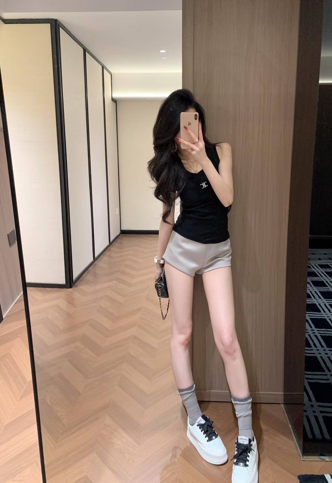 Celine Triomphe Embroidered Ribbed Tank Top