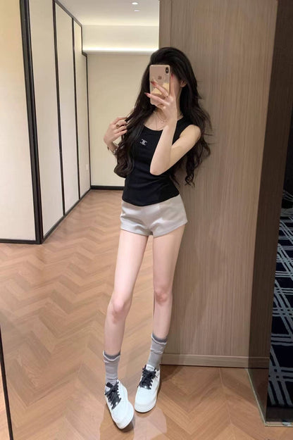 Celine Triomphe Embroidered Ribbed Tank Top