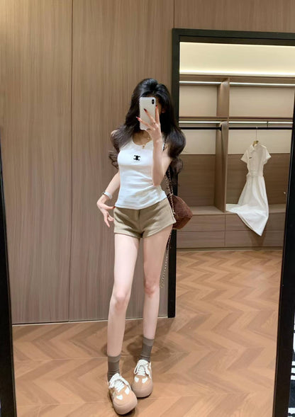 Celine Triomphe Embroidered Ribbed Tank Top