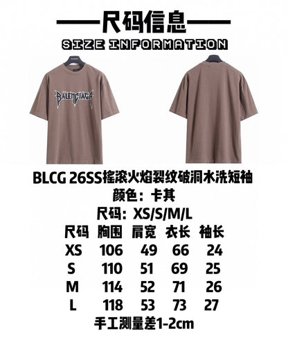 Balenciaga Rock Flame Cracked Distressed T-Shirt – 26SS