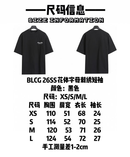 Balenciaga Script Letter Embroidered T-Shirt – 26SS