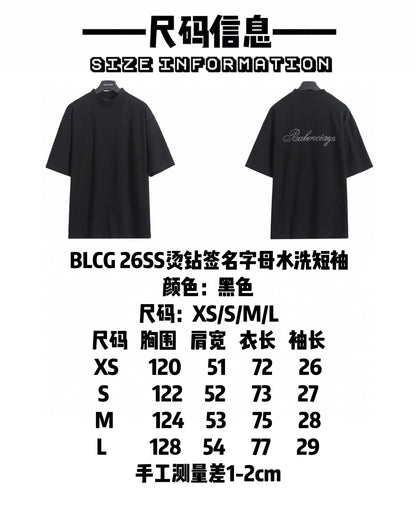 Balenciaga Rhinestone Signature Washed T-Shirt – 26SS