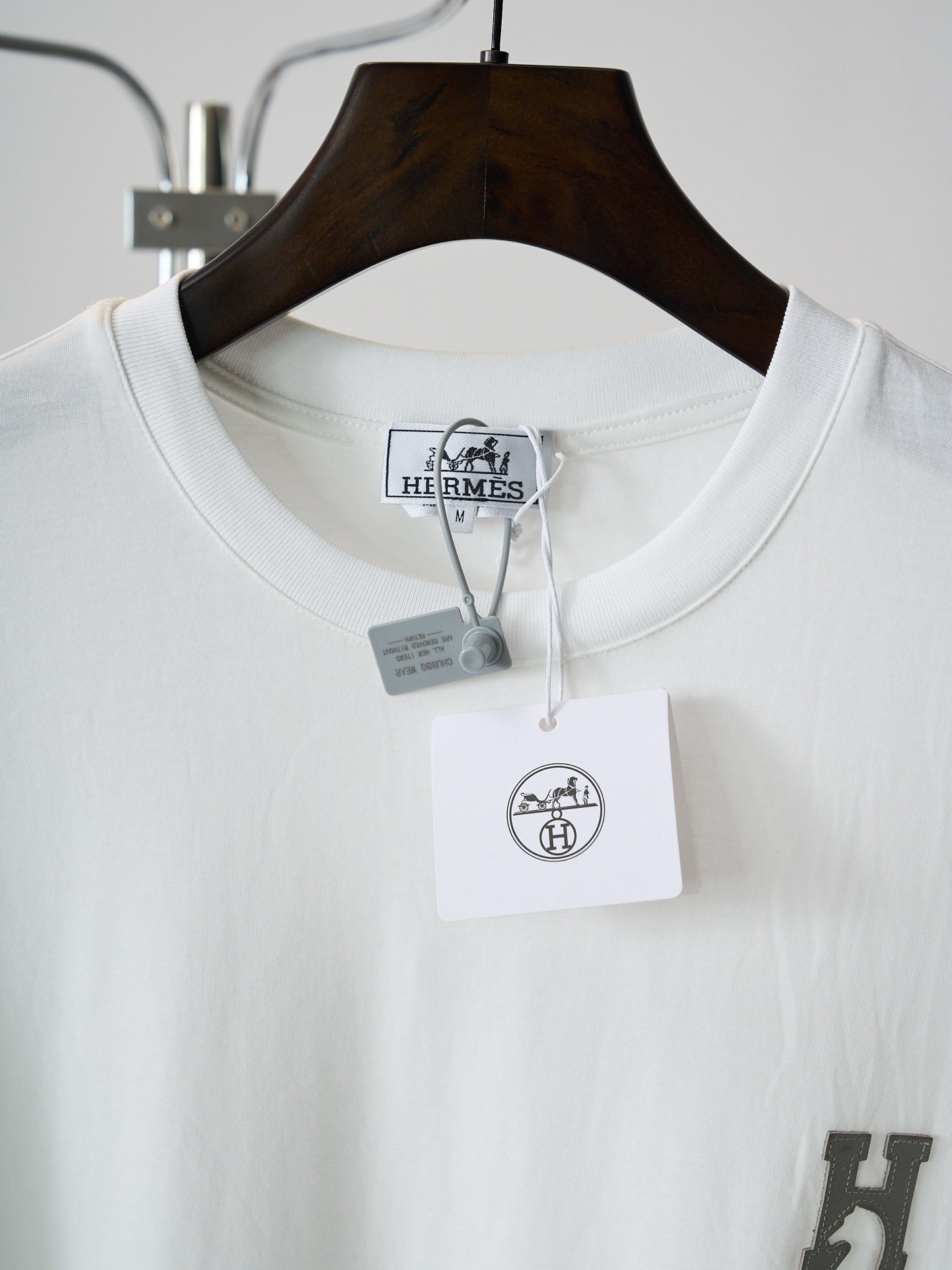 Hermès Leather Patch Cotton Crewneck T-Shirt