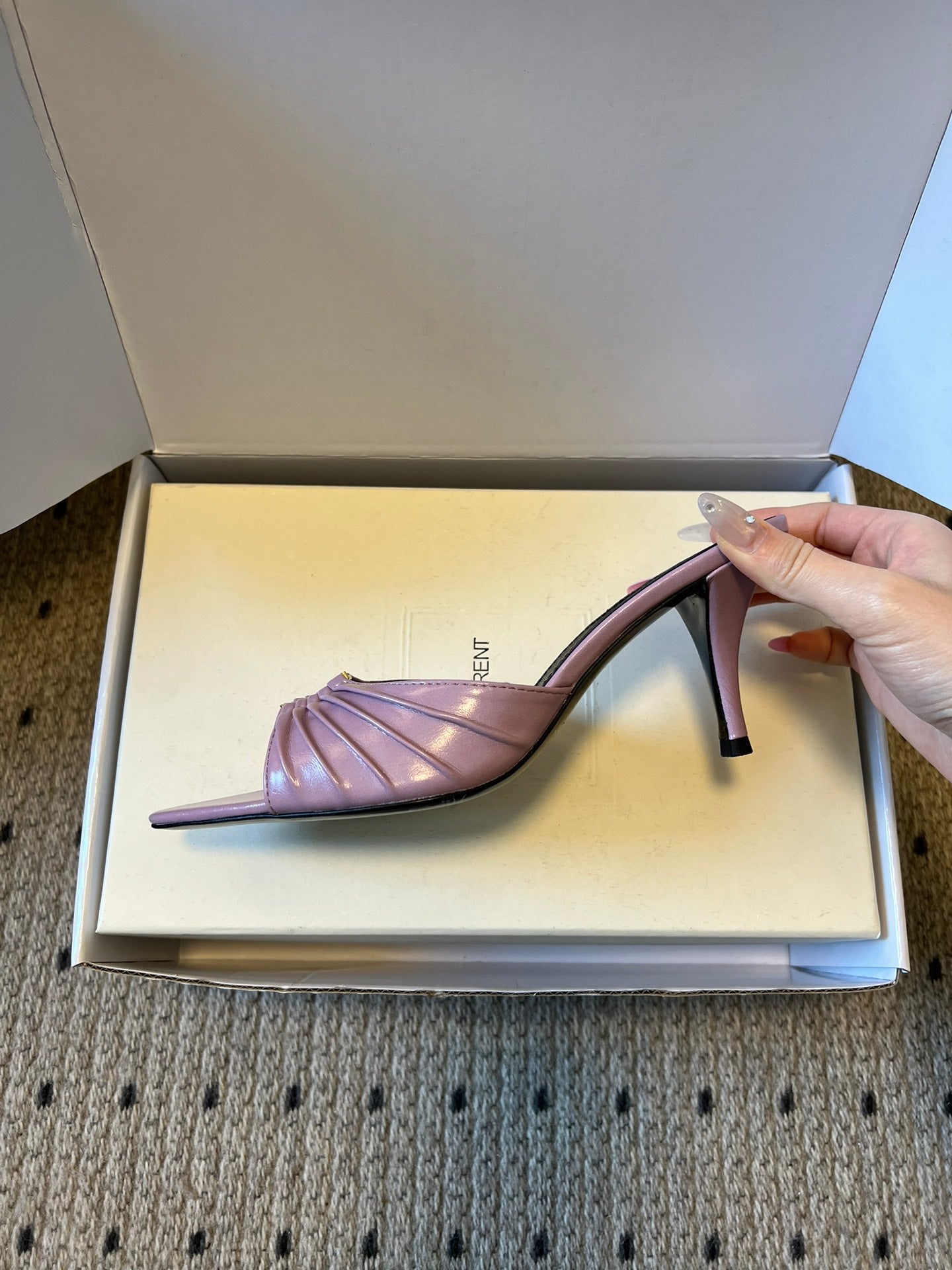 Saint Laurent Pleated Pointed-Toe Mules – 26SS