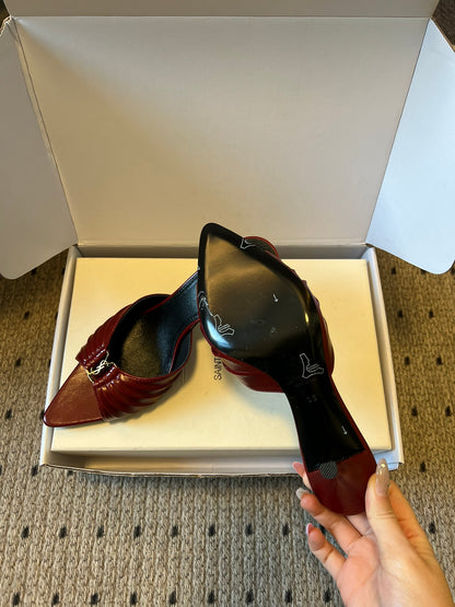 Saint Laurent Pleated Pointed-Toe Mules – 26SS