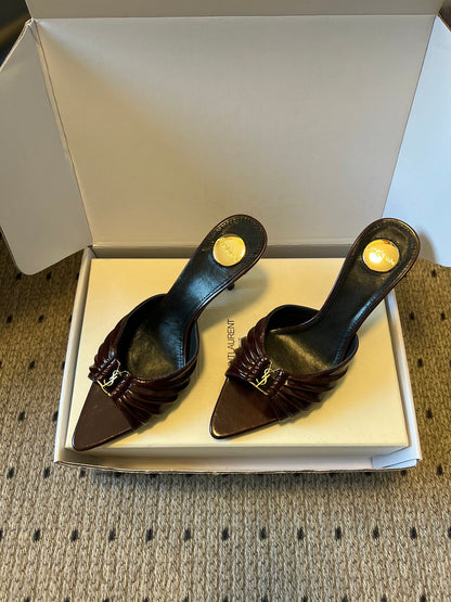Saint Laurent Pleated Pointed-Toe Mules – 26SS