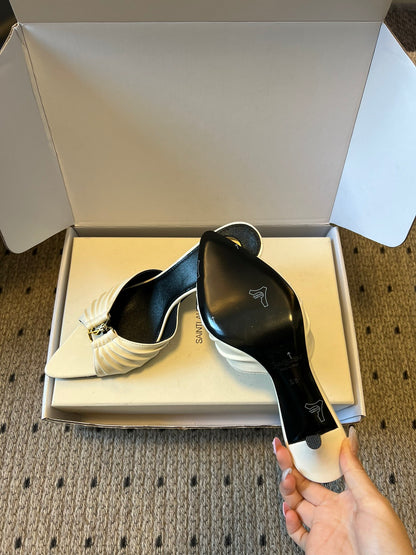 Saint Laurent Pleated Pointed-Toe Mules – 26SS