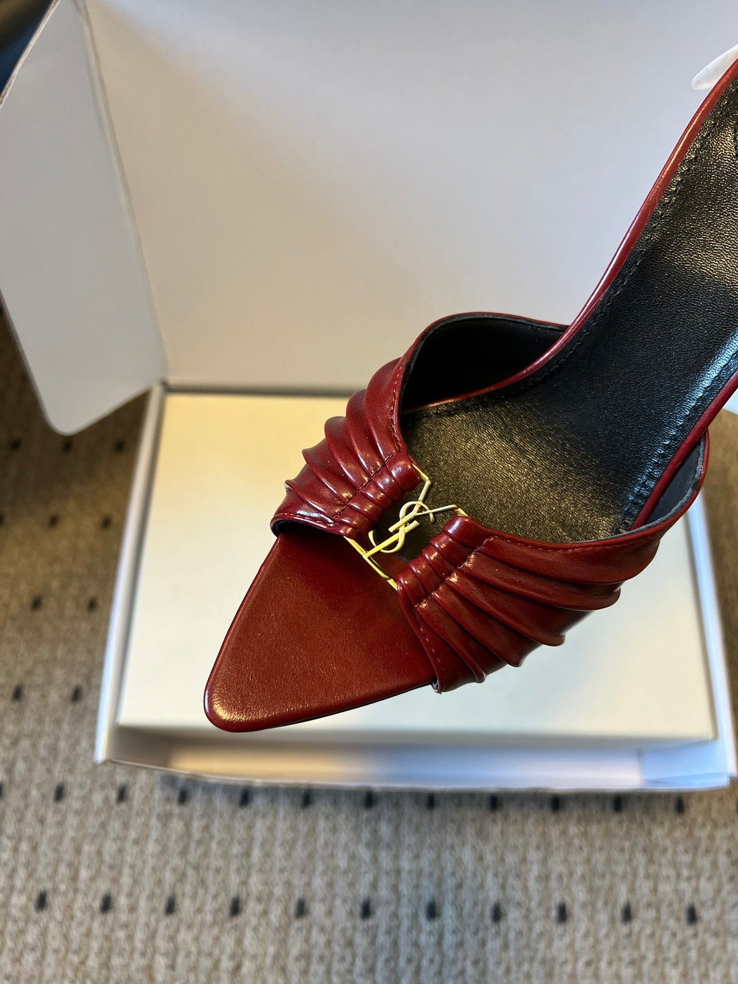Saint Laurent Ruched Leather Mules – 26SS