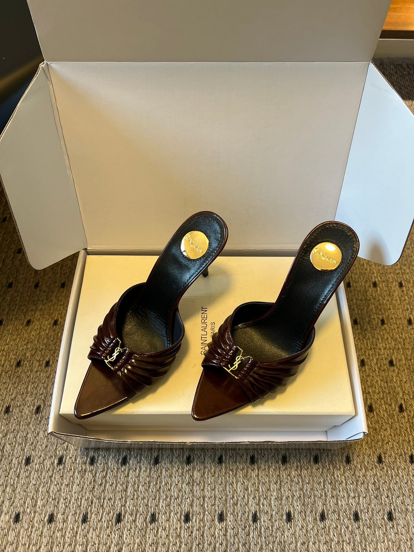 Saint Laurent Ruched Leather Mules – 26SS